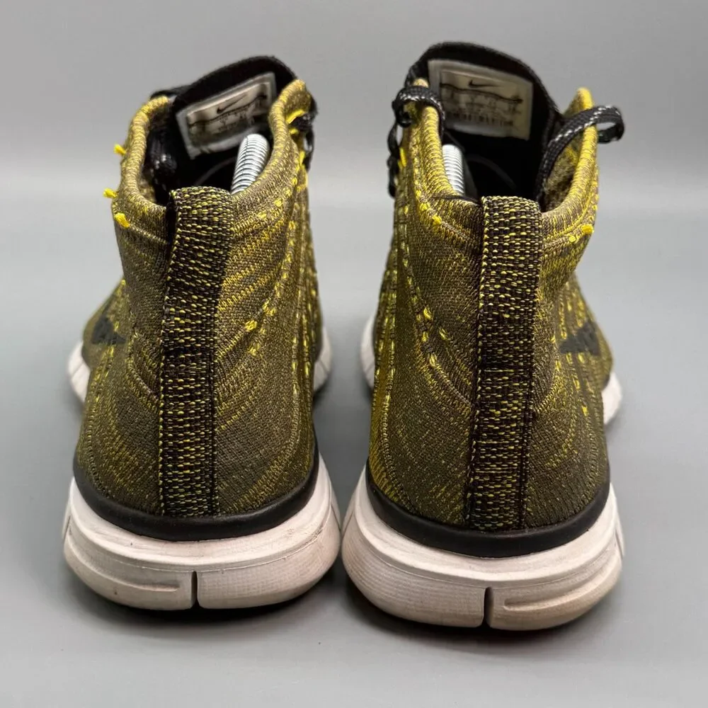 Nike Free Flyknit Chukka Men's 8 Green Gold Lace-Up Athletic Running Sneakers